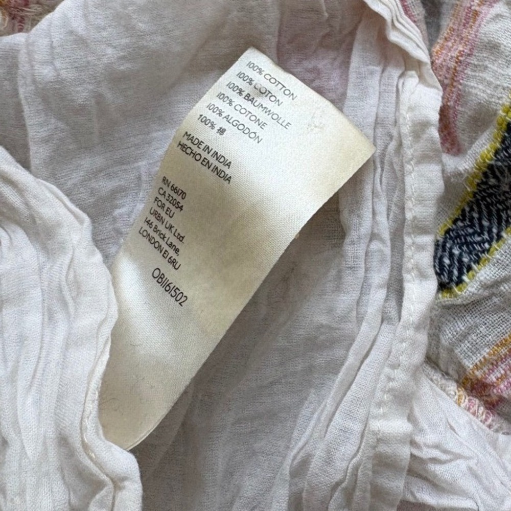 Anthropologie Pink Blue Striped Tiered Babydoll Mini Dress XL Short Sleeve Boho - Picture 9 of 9